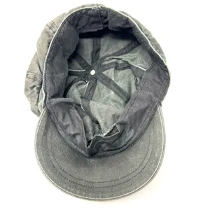 Black denim page boy cap, unisex, one size thumbnail 6
