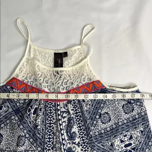 Trixxi Blue and White Sleeveless Halter Sundress thumbnail 5
