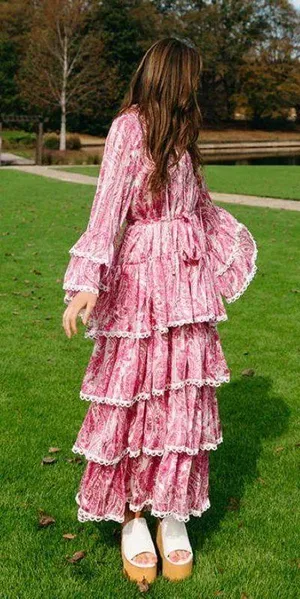 Fuschia Paisley Maxi Dress thumbnail 1