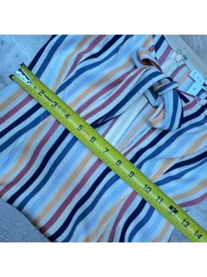 Leith Striped Tie-Front Midi Dress Multicolor Short Sleeves Size XS Coastal Boho thumbnail 11