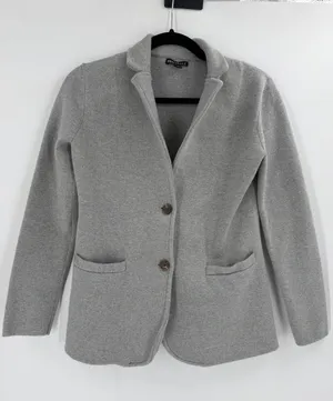 J.Crew Mercantile Sweater Blazer Women S Grey Cotton Knit G9309 Dark Academia‎ thumbnail 1