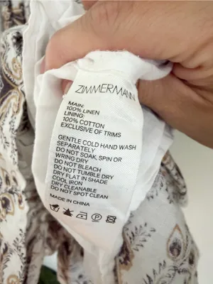 Zimmermann Ecru Linen Mini Dress V-Neck size 1 medium thumbnail 3