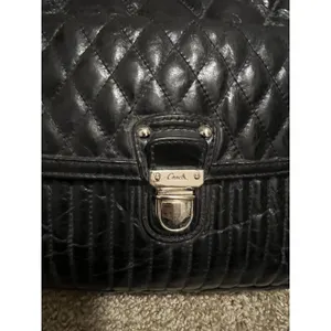 Vintage Coach Poppy Leather Slim Tote Bag‎ Sliding Chain Strap Purse Handbag Blk thumbnail 11
