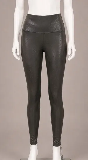 OFFLINE by Aerie Crackle Metallic High Waisted Leggings Olive Green‎ XS thumbnail 1