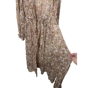 Express Womens Floral Metallic Sheer Duster Cardigan Brown Tan M/L thumbnail 3