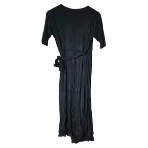 Lulus Black Wrap Midi Dress Short Sleeve V-Neck Style 67706 Size Medium NWT thumbnail 2