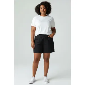 DKNY Womens Cargo Shorts Size L Black French Terry High Rise Pull On Comfort thumbnail 8