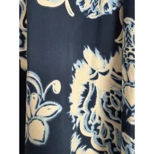 Tahari Navy Blue Floral Paisley Smocked Tassel Tiered Maxi Skirt Womens Large‎ thumbnail 3