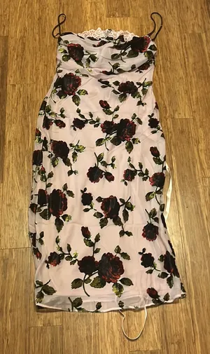 House Of CB Azura Pink Devore Midi Dress size L thumbnail 7
