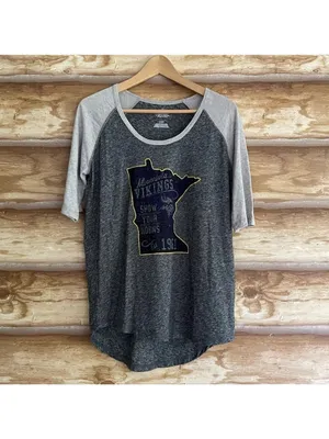 Minnesota Vikings “Show Your Horns” raglan sleeve ringer tee size large thumbnail 2