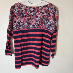 Anthropologie‎ Postmark Floral Stripe 3/4 Sleeve Top Size Small thumbnail 7