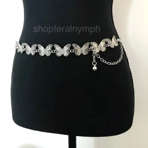 Vintage Y2K Silver Butterfly Chain Belt, Fits 12–36 Inches, X7GA1225 thumbnail 4