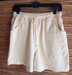 Vintage Blue Cove M Cotton Knit Shorts in Butter Yellow thumbnail 1