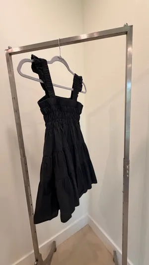 GREYLIN Black Smocked Sleeveless Strappy Fit & Flare Sundress Short XS thumbnail 2