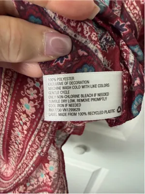 Knox Rose Blouse M Red/Maroon Blue Floral Peasant Top EUC thumbnail 7