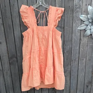 En Saison Peach Ruffle Midi Dress Orange Size L thumbnail 5