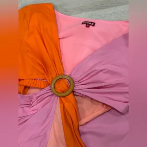 STAUD Women’s Gulf A-Line Cutout Dress in Orange & Pink Size 10 thumbnail 11