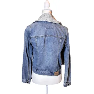 Y2K Abercrombie & Fitch Denim Jacket Built‎ In Scarf Knit Collar Womens Small thumbnail 2