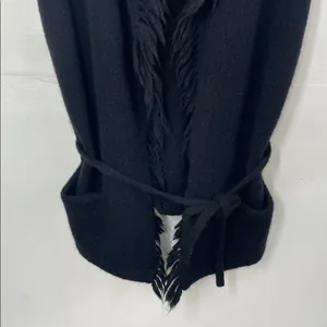 Wilfred Free Black Alpaca Wool Blend Sweater Vest with Fringe size Small thumbnail 5