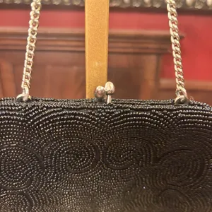 Vintage Josef Beaded Evening Bag Black Japan Clutch Purse Kiss Lock Chain‎ Strap thumbnail 5