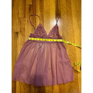 Victoria’s Secret Women’s Small Y2K Lace Mesh Sheer Strap Babydoll Nighty Slip thumbnail 2