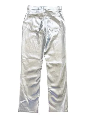 Abercrombie & Fitch Curve Love Vegan Leather 90s Straight Pant Metallic Silver 6 thumbnail 7