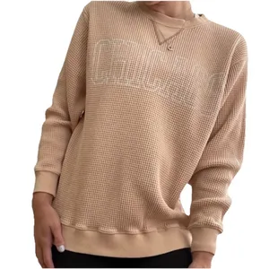 Aerie Womens Medium Waffle Knit Long Sleeve Pullover Crewneck Chicago Loungewear thumbnail 2