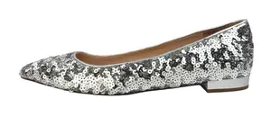 J.Crew Womens Silver Sequin Pointed Toe Slip On Flats Shoes Size 9 thumbnail 1