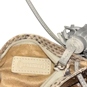 Presmer Genuine Python Skin Small Crossbody Bag With Tassel Tan thumbnail 3