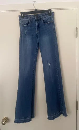 Boutique Cowgirl Couture Distressed Flare Jeans thumbnail 1