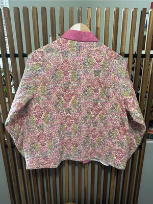 Vintage Snug Suit Floral Quilted Jacket Heritage Pink Calico Coat M thumbnail 10
