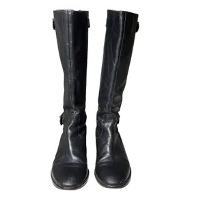 Saks Fifth Avenue Black Leather Riding Boots Buckle Made in Italy EU 41 thumbnail 2
