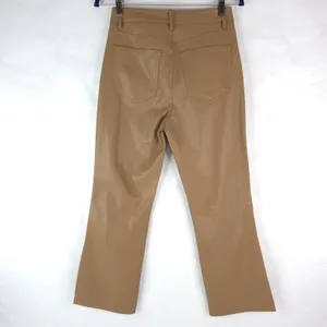 Zara Pants Womens 4 (27x25.5) Vegan Brown Faux Leather Flare Mid Rise‎ thumbnail 2