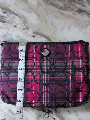 NWOT Coach Poppy Tartan Plaid Logo Cosmetic Bag | Coach Catch All Bag thumbnail 11