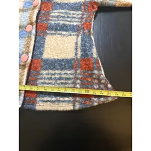 Kamana Womens Plaid Boucle Knit‎ Button Front Jacket Blue Orange Cream Large thumbnail 5