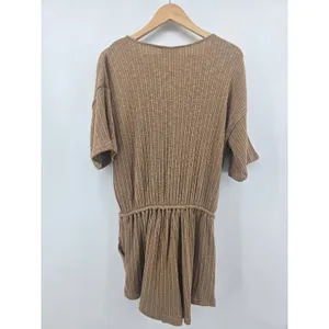 Sabo Romper Womens‎ S Brown Ribbed Knit Button Front Short Sleeve Pockets Casual thumbnail 3