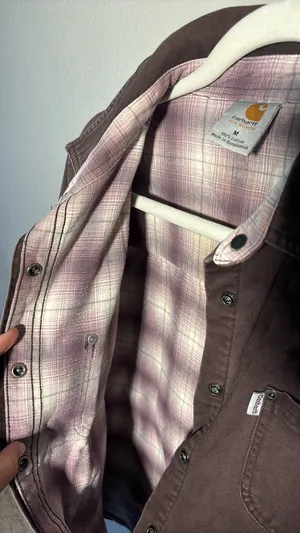 Carhartt Rare Vintage brown canvas flannel lined shirt jacket thumbnail 5