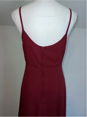 VTG Casual Burgundy Spaghetti Strap Maxi Dress M thumbnail 4