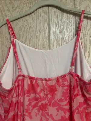 Zesica Spaghetti Straps Pink Floral Maxi Large Dress thumbnail 4