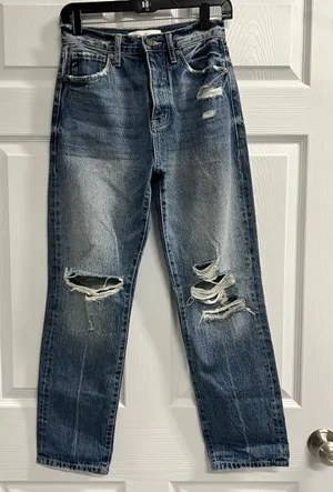 Kancan Women’s Distressed Wide Leg Estilo Blue Jeans - Size 24 - VGUC thumbnail 1