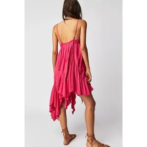 Free People Tumi Tunic Asymmetrical Flowy Dress Pink Size Medium Nwot thumbnail 2