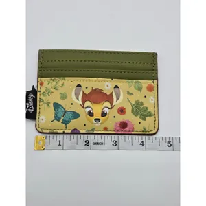 Disney Loungefly Bambi‎ Springtime Flowers Card Holder Wallet Green Yellow NEW thumbnail 6