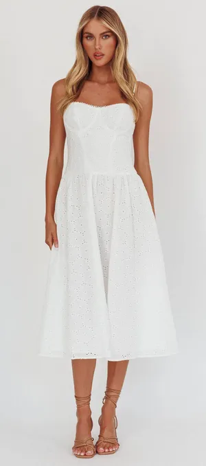 White eyelet midi dress Size M thumbnail 1