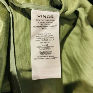 Vince new with tags faux sarong twist front in satin olive green back slit. 12 thumbnail 7