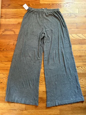 Auden Ribbed Wide-Leg Lounge Pants in Gray thumbnail 2