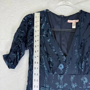 Hutch Navy Blue Floral Burnout Velvet Short Sleeve V-Neck Maxi Dress Size 0‎ thumbnail 5