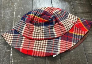 AERIE NWT Fall Plaid‎ Bucket Hat One Size Fisherman Style Cotton Viscose Blend thumbnail 1