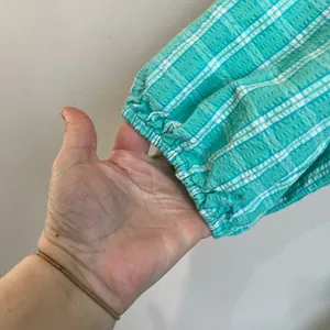 J.Crew Aqua Mint‎ Seersucker Ruffle Neck Mini Dress Preppy Sz 14 thumbnail 6