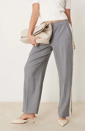 Abercrombie & Fitch‎ Side Stripe Pull On Pants Gray White Size M thumbnail 1