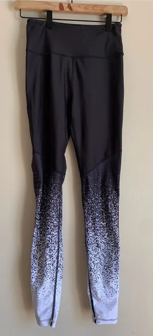 White Fox Boutique Black White Ombre Glitter Track Leggings Women Size Small thumbnail 1